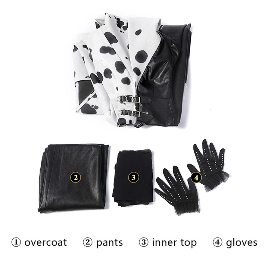 Cruella De Vil Cruella Cosplay Costume Full Set for Halloween