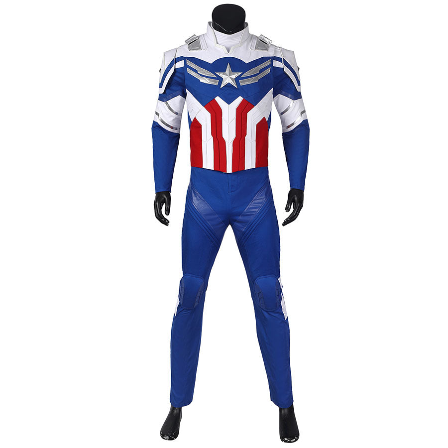 The Falcon and the Winter Soldier Captain America Sam Wilson Jumpsuit Cosplay Costume Full Set for Halloween