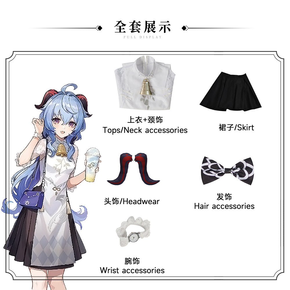 Genshin Impact x Heytea Ganyu Cosplay Costume Full Set for Halloween