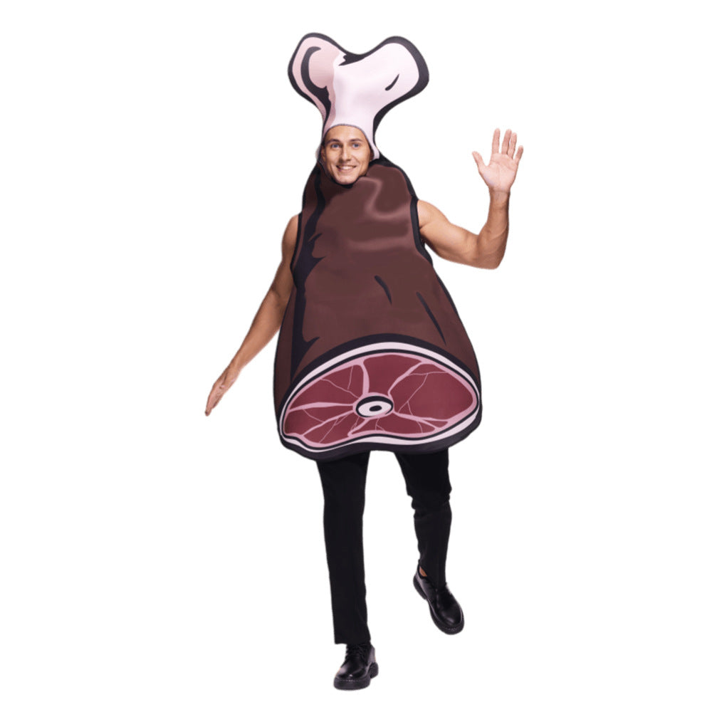 Adult Ham Meat Costume Bone Meat Sponge Cosplay Costumes for Halloween Bar Stage Performances