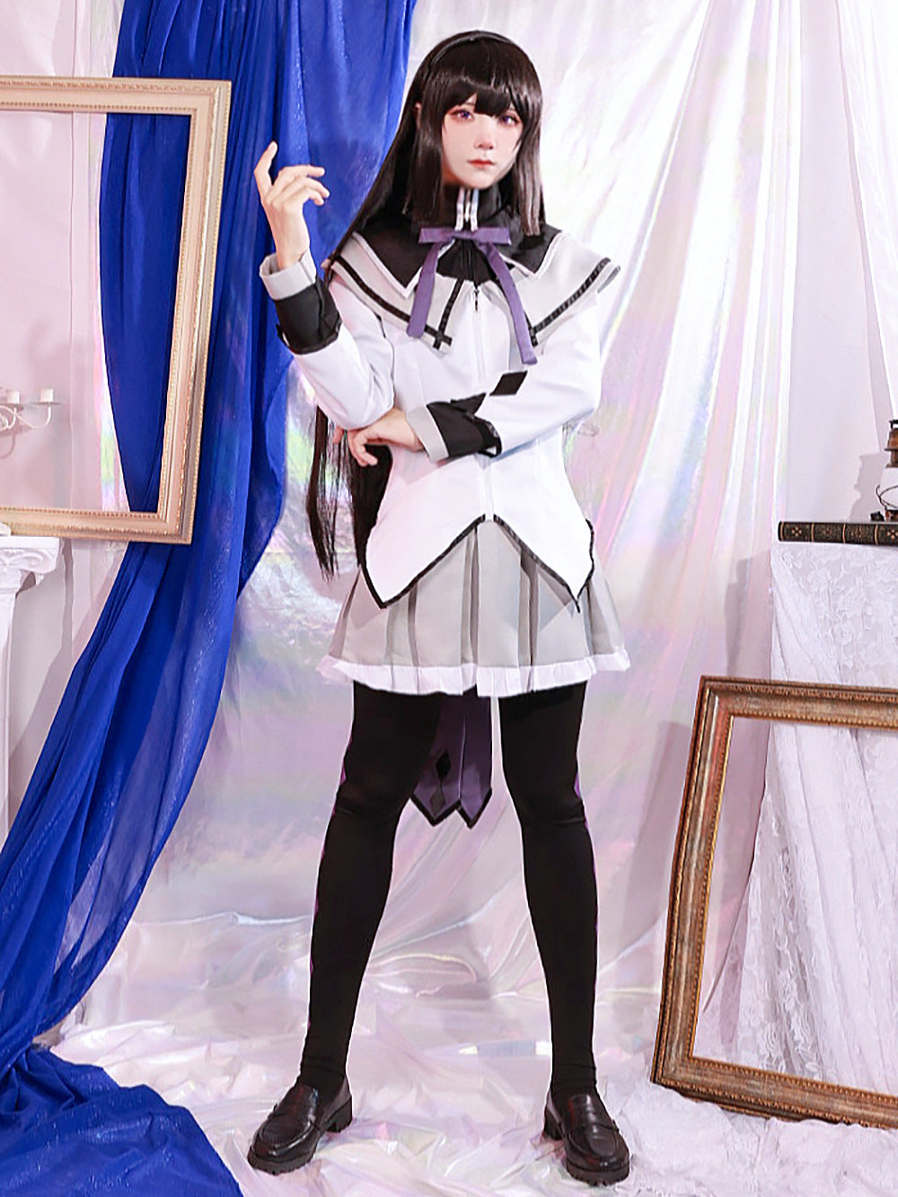 Puella Magi Madoka Magica Akemi Homura Cosplay Costume Full Set for Halloween