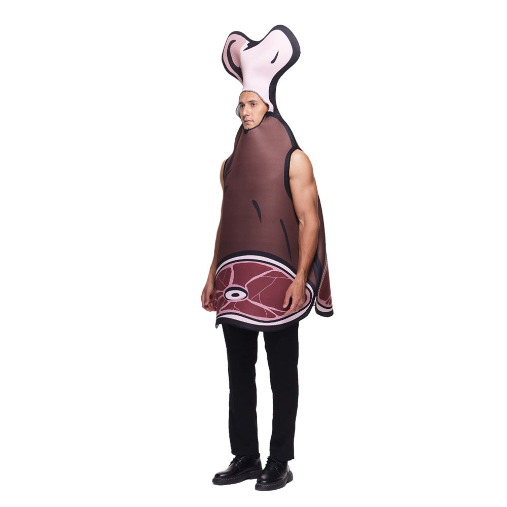Adult Ham Meat Costume Bone Meat Sponge Cosplay Costumes for Halloween Bar Stage Performances