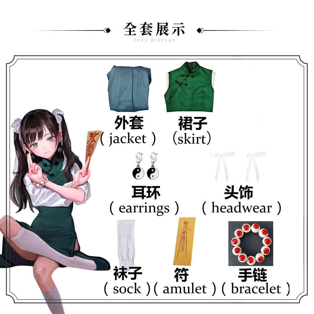 Medicine Finger Green Plate Button Clothes Republic of China Ming Ancient Style Cheongsam Cosplay Costume Outfit for Halloween