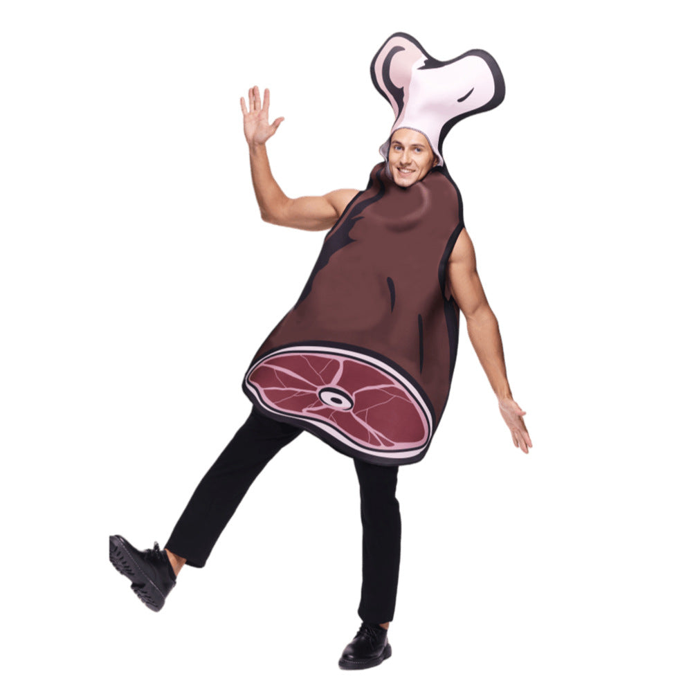 Adult Ham Meat Costume Bone Meat Sponge Cosplay Costumes for Halloween Bar Stage Performances