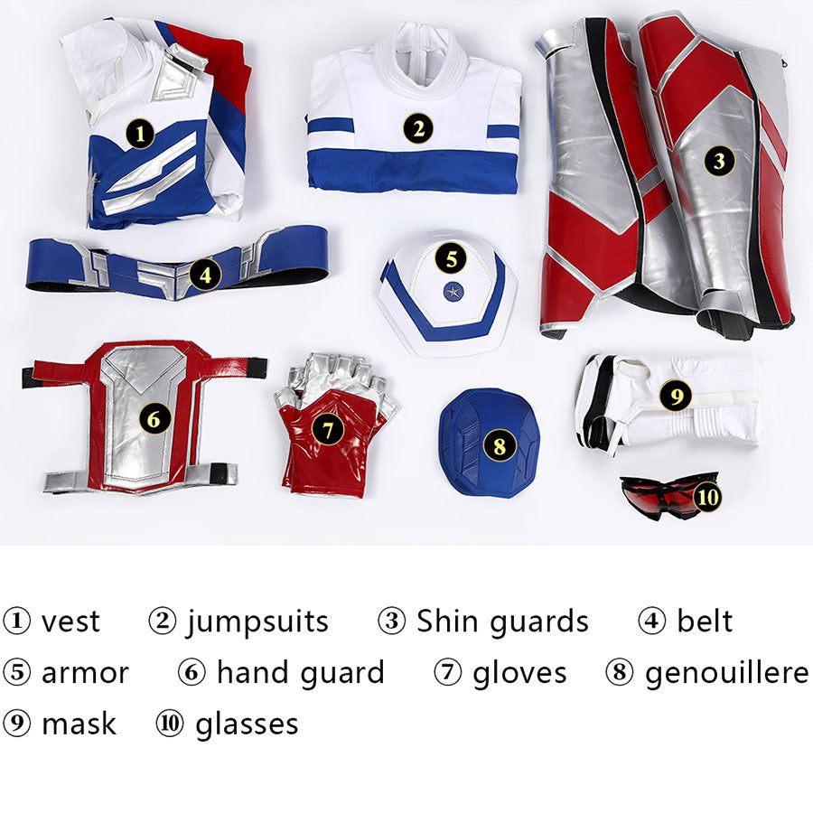 The Falcon and the Winter Soldier Captain America Sam Wilson Jumpsuit Cosplay Costume Full Set for Halloween