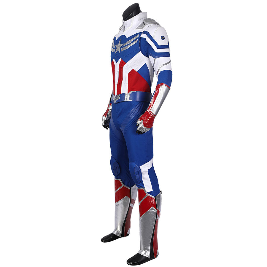 The Falcon and the Winter Soldier Captain America Sam Wilson Jumpsuit Cosplay Costume Full Set for Halloween