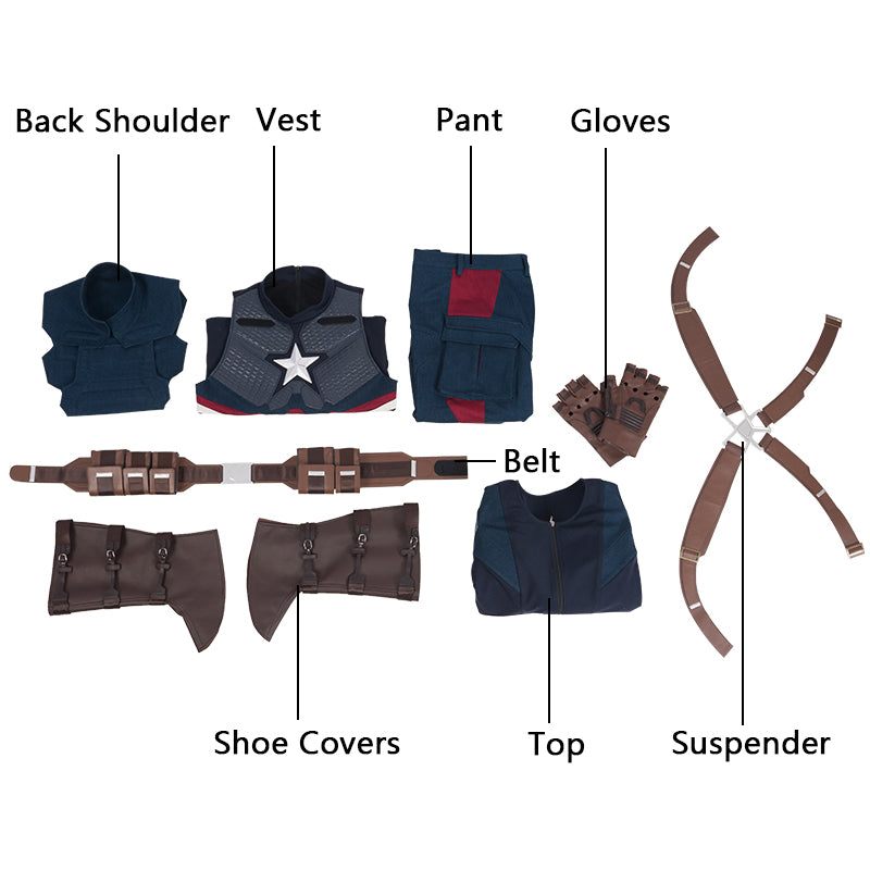 Avengers: Endgame Captain America Steven Rogers Cosplay Costume Full Set for Halloween