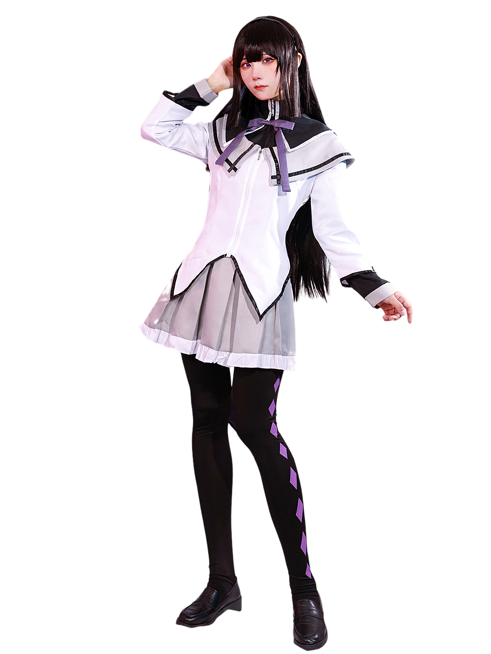 Puella Magi Madoka Magica Akemi Homura Cosplay Costume Full Set for Halloween