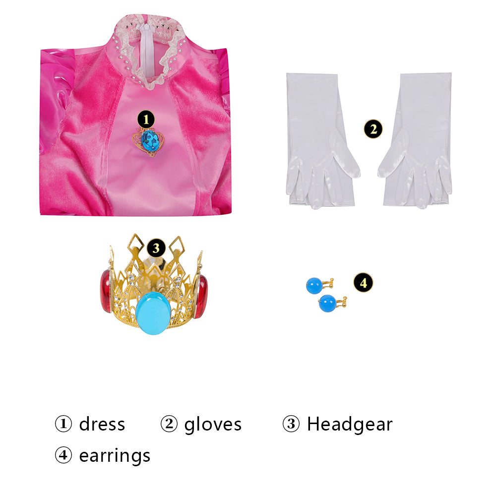 The Super Mario Bros. Movie Princess Peach Cosplay Costume Suit for Halloween