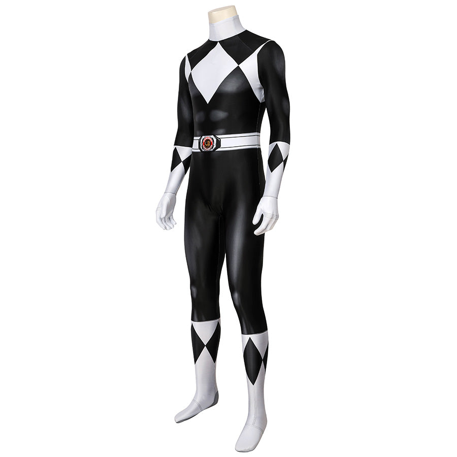 Mighty Morphin Power Rangers Black Ranger Jumpsuit Cosplay Costume for Halloween