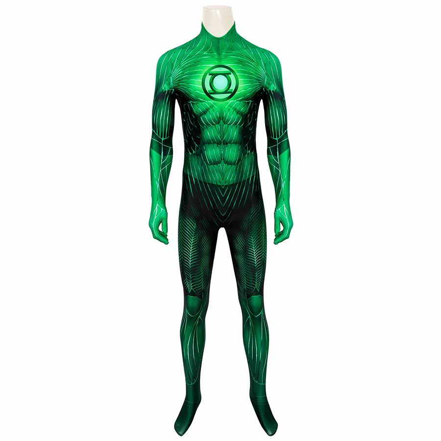 Green Lantern Hal Jordan Jumpsuit Cosplay Costume for Halloween