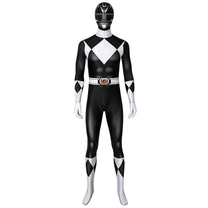 Mighty Morphin Power Rangers Black Ranger Jumpsuit Cosplay Costume for Halloween