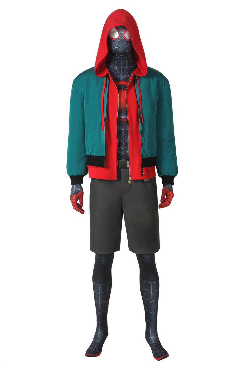 Spider-Man: Into the Spider-Verse Miles Morales Jumpsuit Cosplay Costume Outfit for Halloween