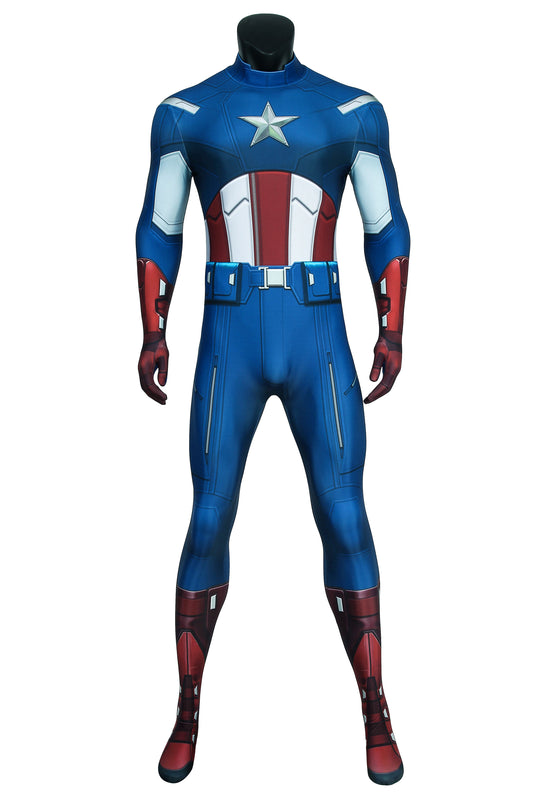 The Avengers 1 Captain America Steve Rogers Jumpsuit Cosplay Costume for Halloween