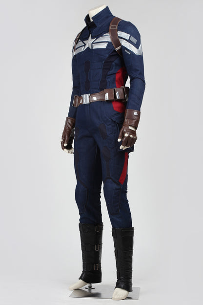 Captain America The Winter Soldier Steven Rogers Jumpsuit Cosplay Costume Full Set for Halloween