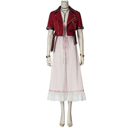 Final Fantasy VII Remake FF7 Aerith Gainsborough Cosplay Costume Full Set for Halloween