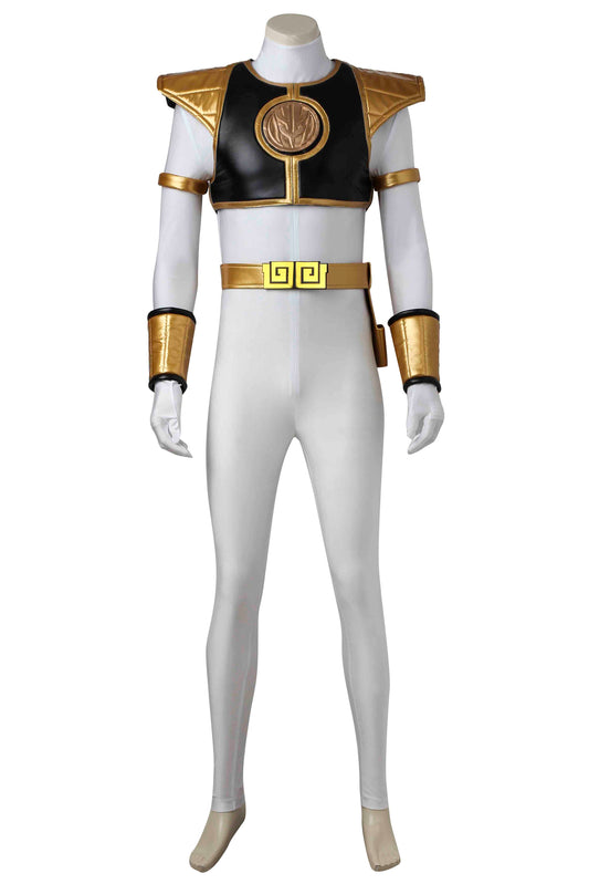 Mighty Morphin Power Rangers White Ranger Tommy Oliver Jumpsuit Cosplay Costume Outfit for Halloween