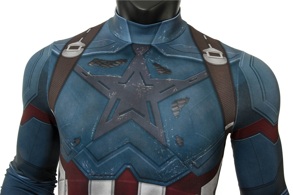 Avengers: Infinity War Captain America Steven Rogers Jumpsuit Cosplay Costume for Halloween