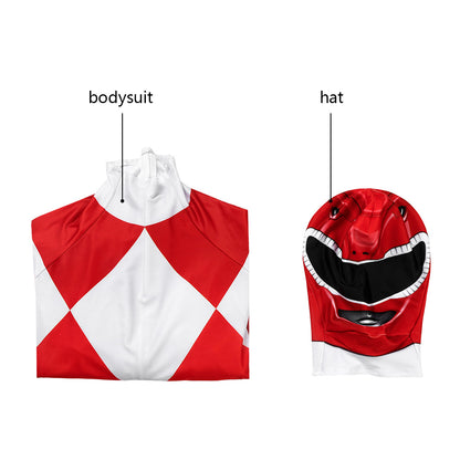 Mighty Morphin Power Rangers Red Ranger Jumpsuit Cosplay Costume for Halloween