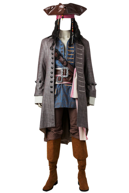 Pirates of the Caribbean 5: Dead Men Tell No Lies Captain Jack Sparrow Cosplay Costume Outfit for Halloween