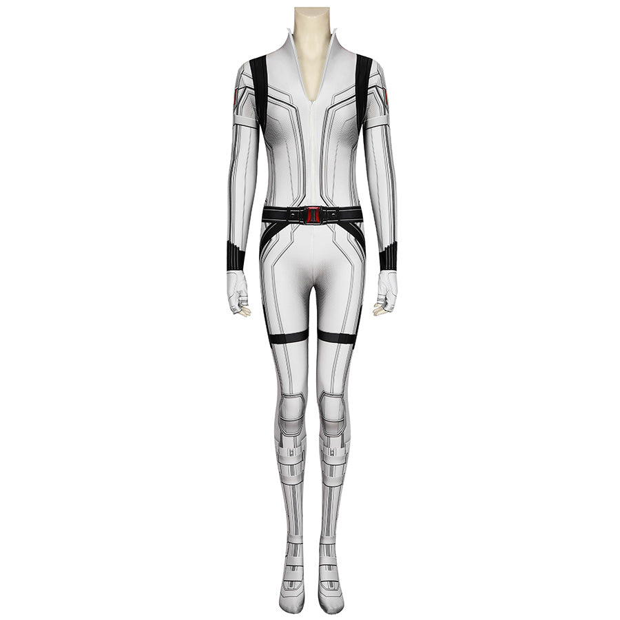 Black Widow Natasha Romanoff White Jumpsuit Cosplay Costume for Halloween