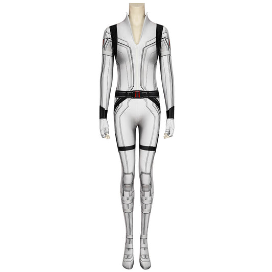 Black Widow Natasha Romanoff White Jumpsuit Cosplay Costume for Halloween