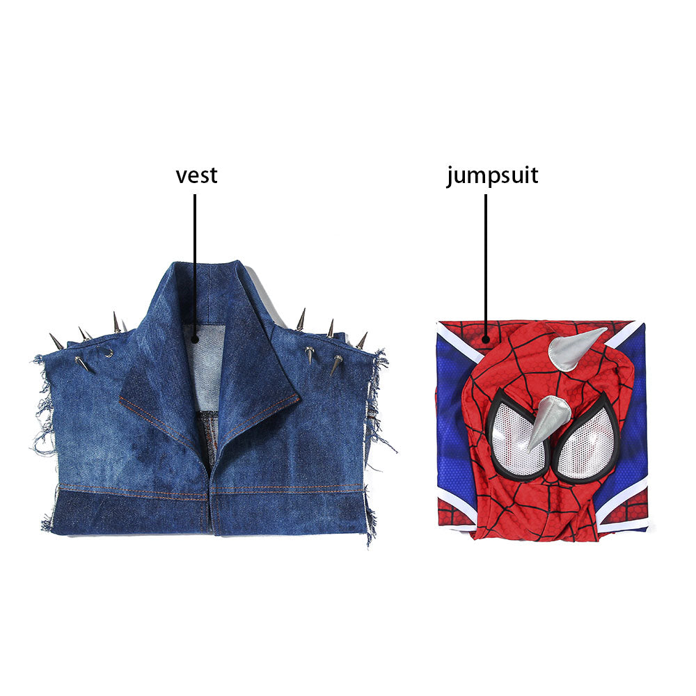 Spider-Man PS4 Spider-Punk Jumpsuit Cosplay Costume for Halloween