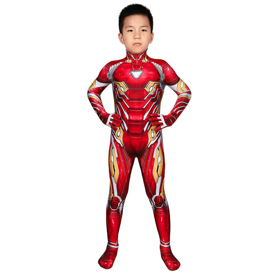 Avengers: Infinity War Iron Man Tony Stark Kid Jumpsuit Cosplay Costume for Halloween