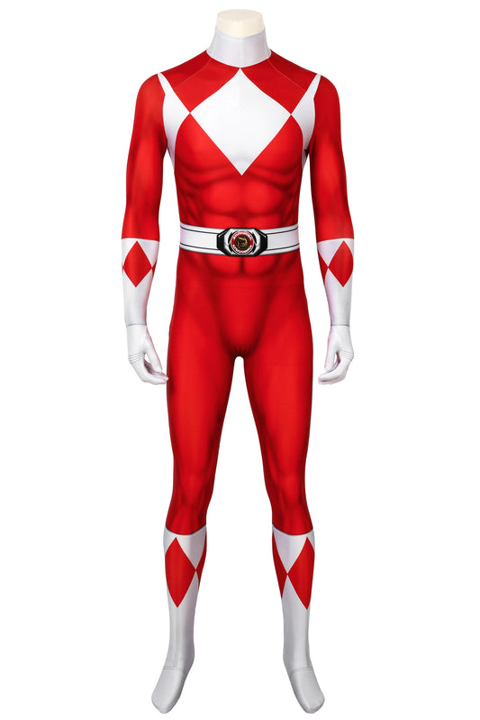 Mighty Morphin Power Rangers Red Ranger Jumpsuit Cosplay Costume for Halloween