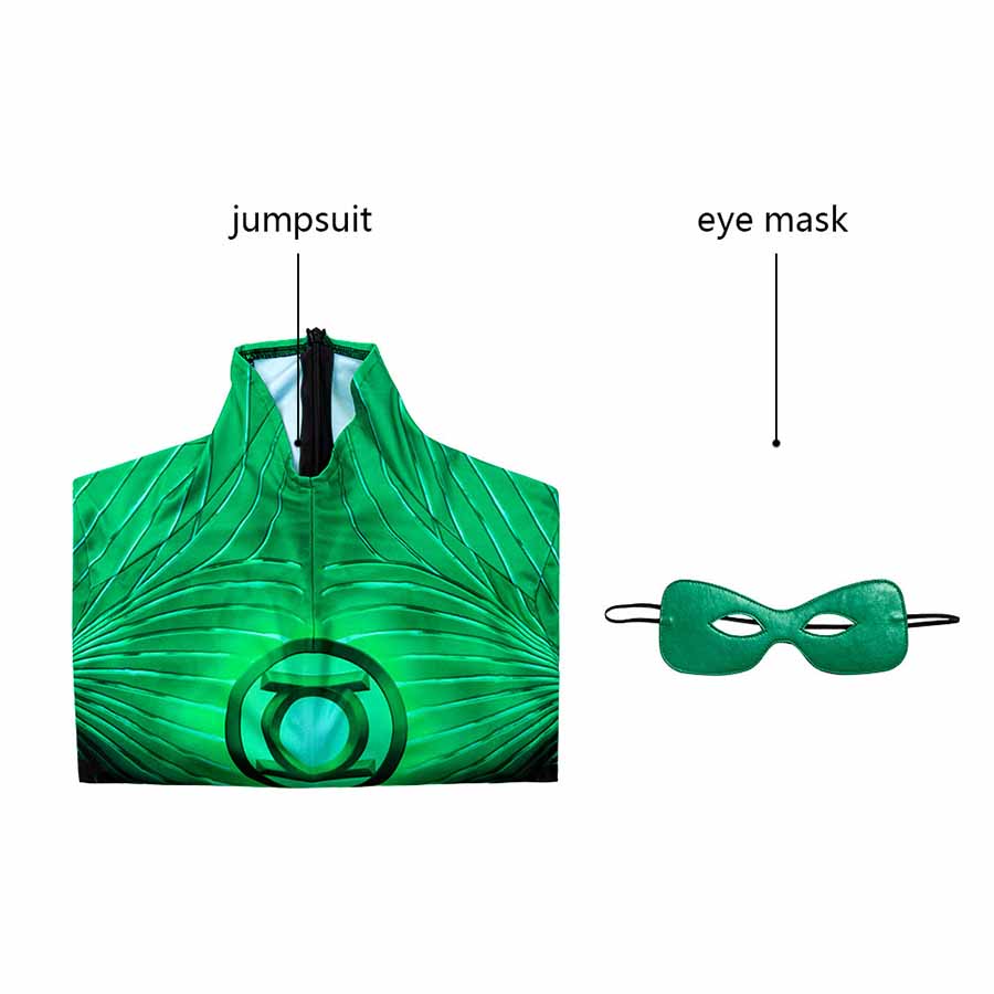 Green Lantern Hal Jordan Jumpsuit Cosplay Costume for Halloween