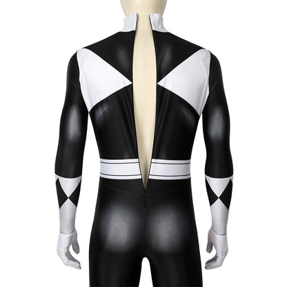 Mighty Morphin Power Rangers Black Ranger Jumpsuit Cosplay Costume for Halloween