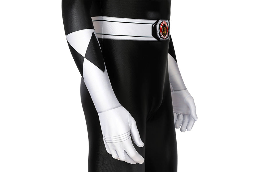 Mighty Morphin Power Rangers Black Ranger Jumpsuit Cosplay Costume for Halloween