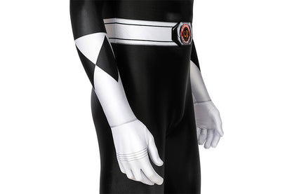 Mighty Morphin Power Rangers Black Ranger Jumpsuit Cosplay Costume for Halloween