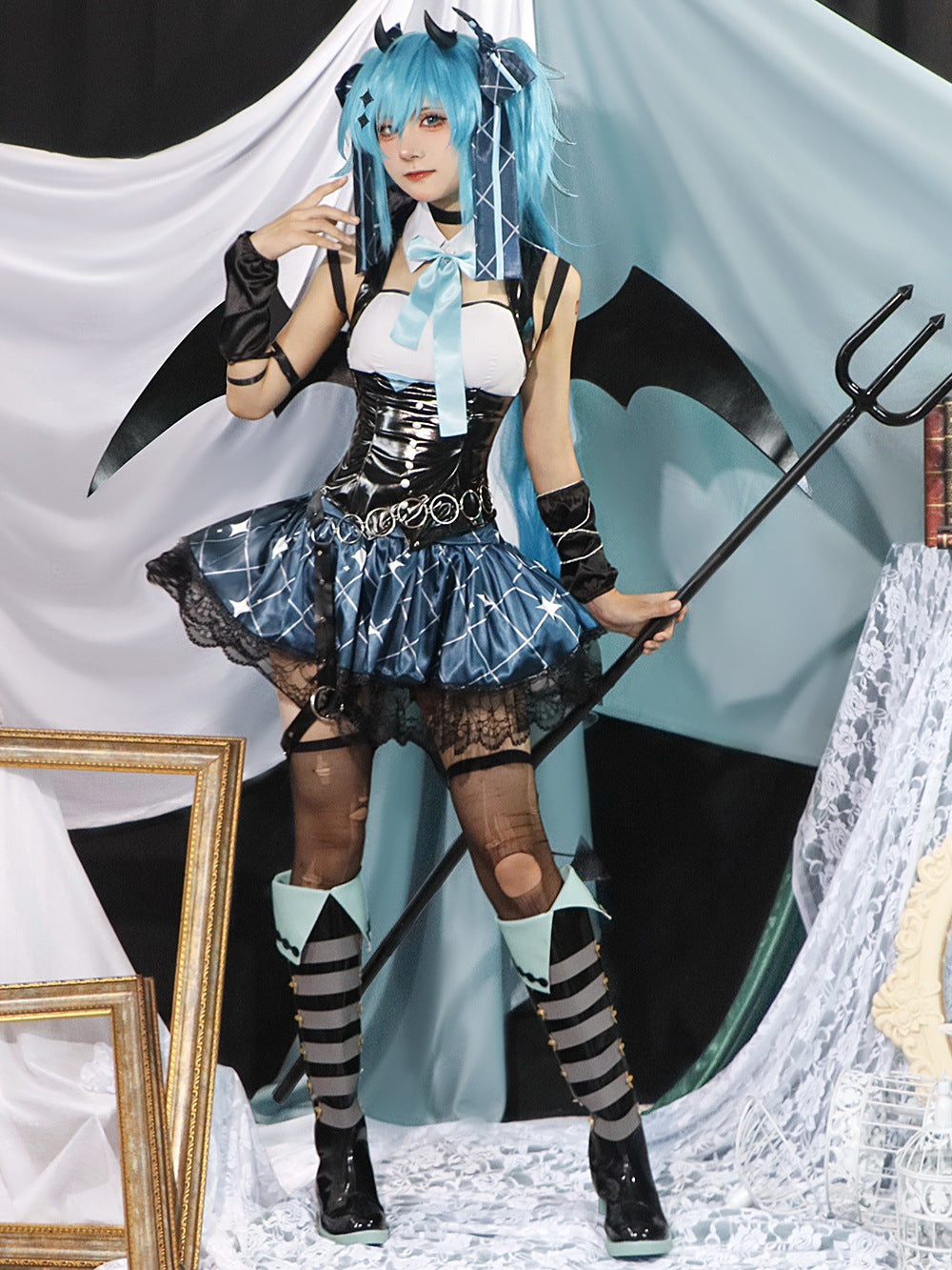 Rascal the Raccoon Collaboration Villains Hatsune Miku Little Devil Cosplay Costume Suit for Halloween