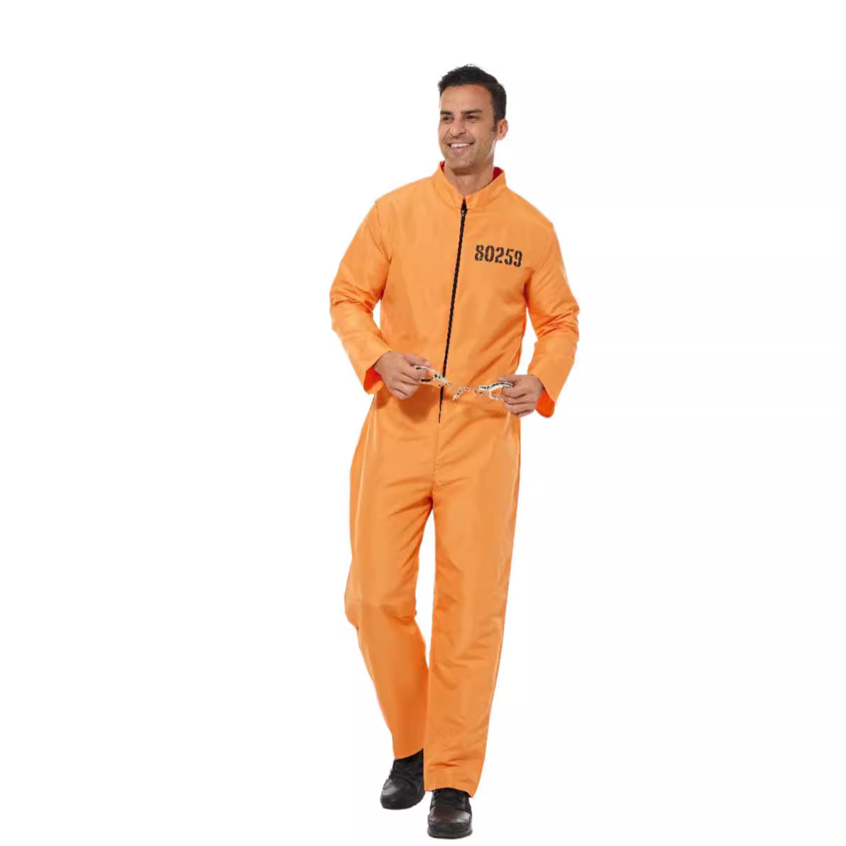 Men's Orange Prisoner Jumpsuit Cosplay Costume for Bar Parties and Performances