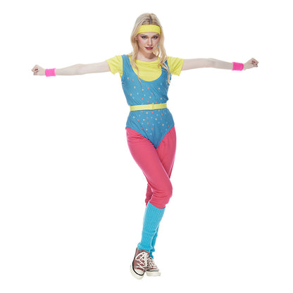 Women's 80s Rhythm Cosplay Costume for Halloween Bar Party Performances