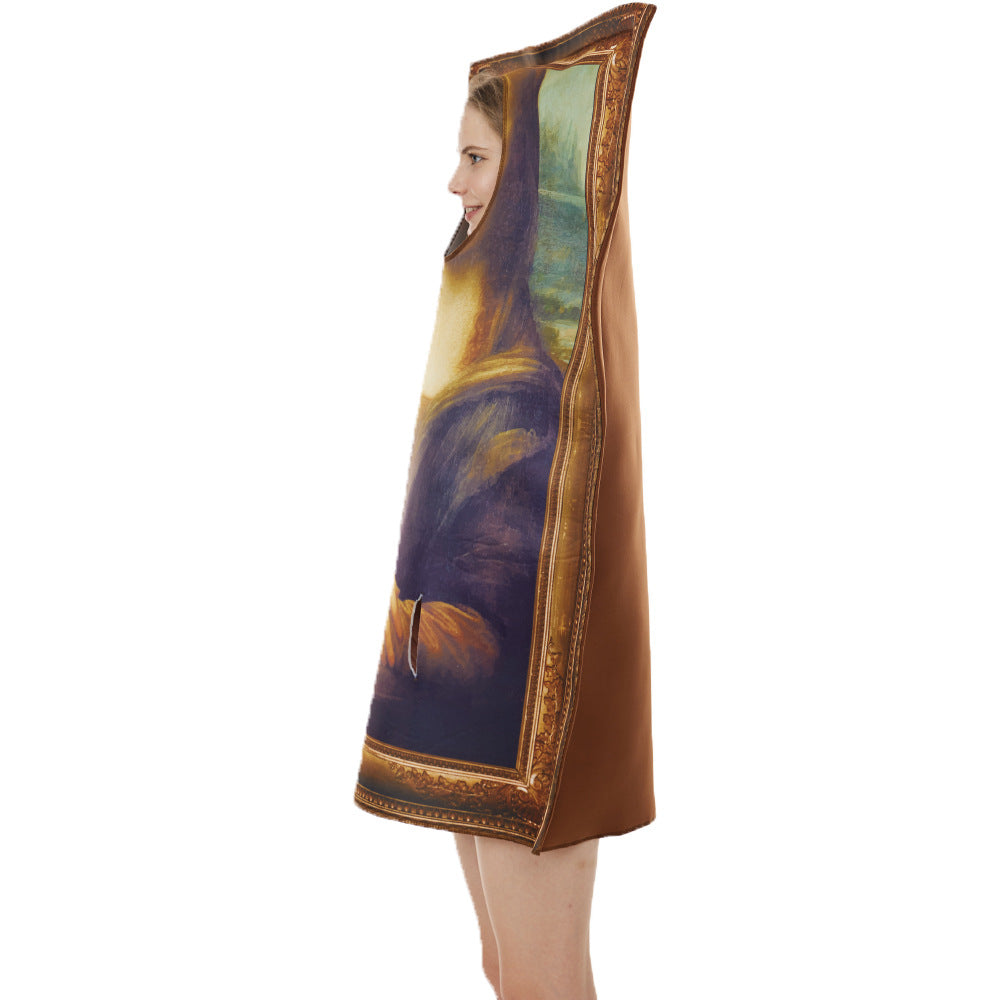 Adult Funny Mona Lisa Mural Cosplay Costume for Halloween