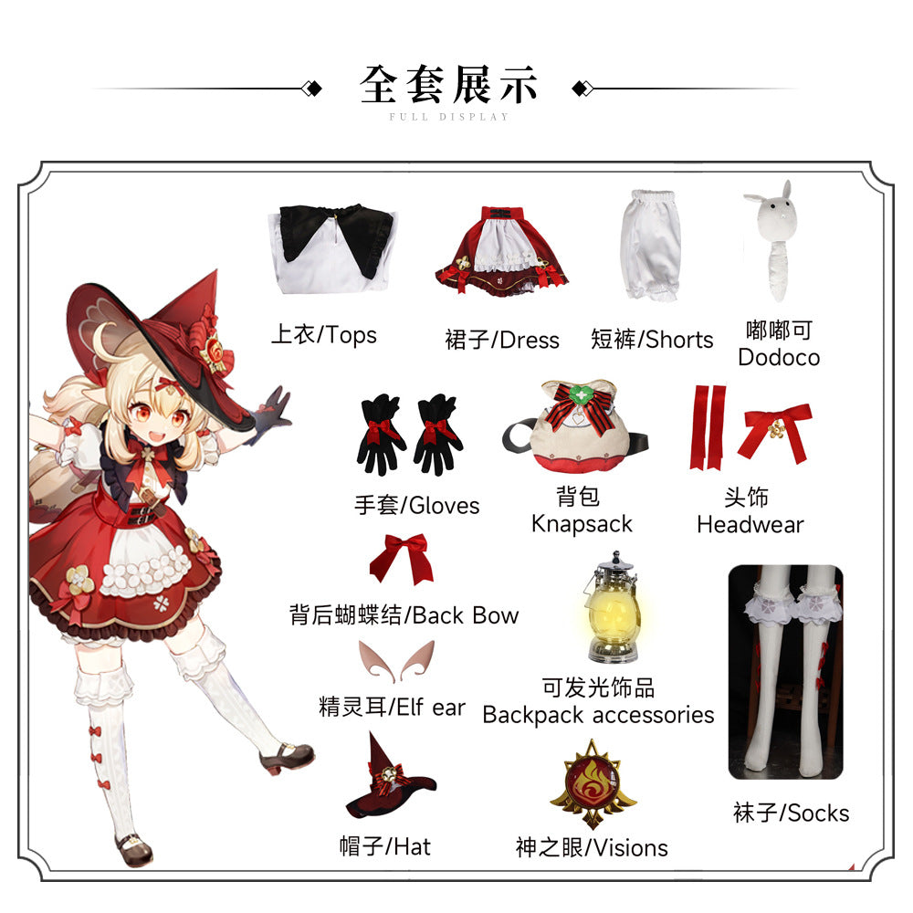 Genshin Impact Klee Blossoming Starlight Cosplay Costume Suit