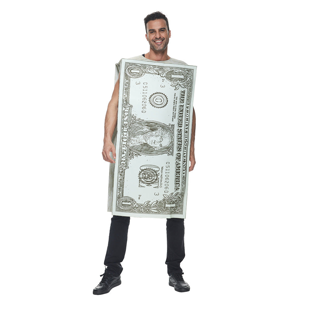 Personlized Dollar Bill Cosplay Costume for Halloween Bar Stage Performances