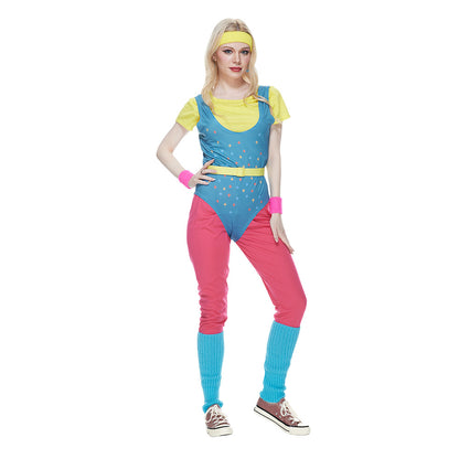 Women's 80s Rhythm Cosplay Costume for Halloween Bar Party Performances