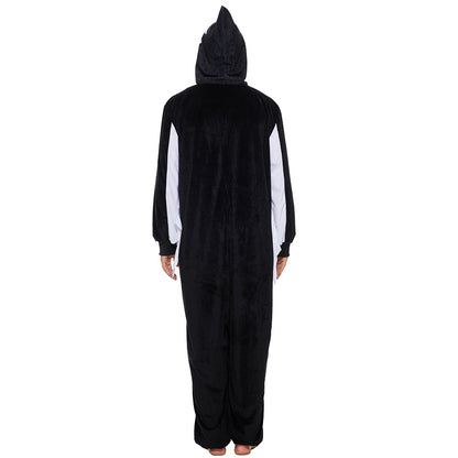 Adult White Fuzz Hooded Pajamas Scary Ghost Cosplay Costume for Halloween