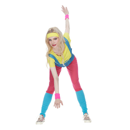 Women's 80s Rhythm Cosplay Costume for Halloween Bar Party Performances