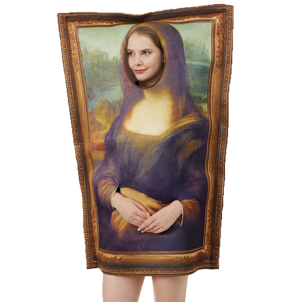 Adult Funny Mona Lisa Mural Cosplay Costume for Halloween