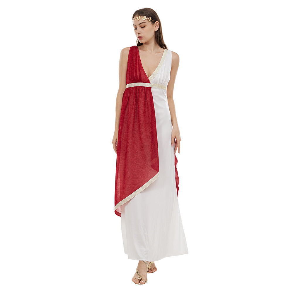 Womens Greek Goddess Dress Ancient Roman Senator Caesar Robe Cosplay Costume for Bar Parties and Performances