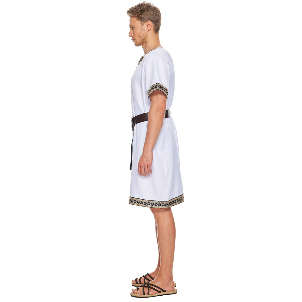 Adult Roman Warrior White Jumpsuit Cosplay Costume for Halloween Bar Parties and Performances