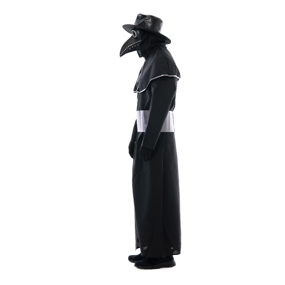 Plague Doctor Medieval Steampunk Bird Beak Mask Cosplay Costume Outfit for Halloween