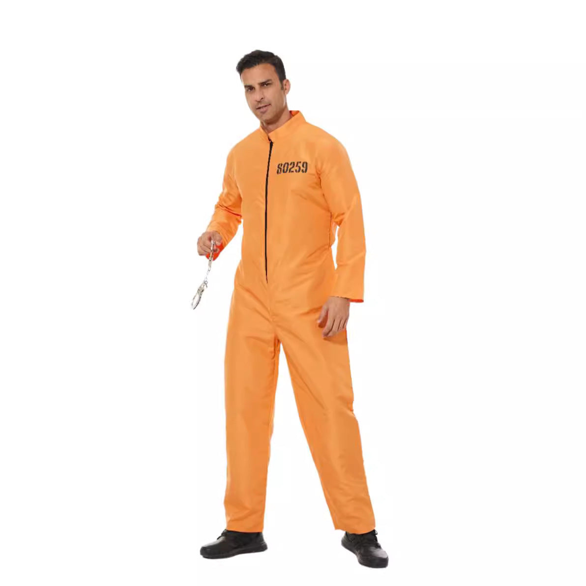 Men's Orange Prisoner Jumpsuit Cosplay Costume for Bar Parties and Performances