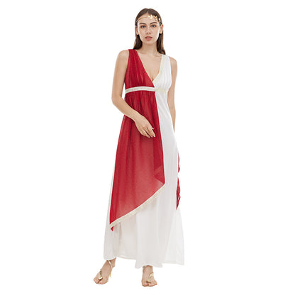 Womens Greek Goddess Dress Ancient Roman Senator Caesar Robe Cosplay Costume for Bar Parties and Performances