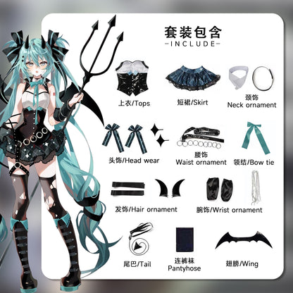 Rascal the Raccoon Collaboration Villains Hatsune Miku Little Devil Cosplay Costume Suit for Halloween