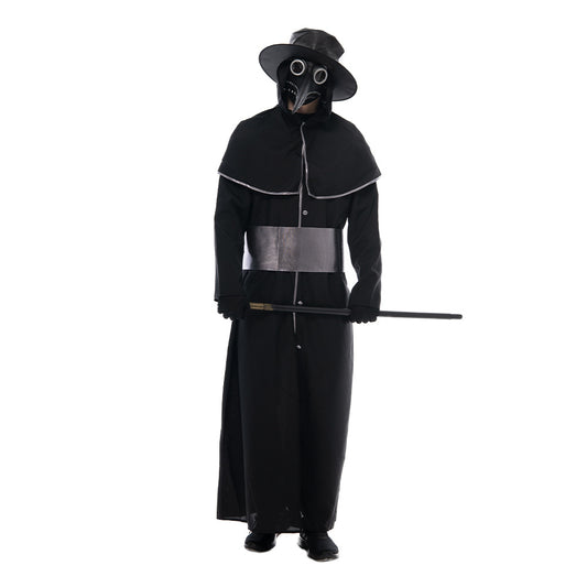 Plague Doctor Medieval Steampunk Bird Beak Mask Cosplay Costume Outfit for Halloween